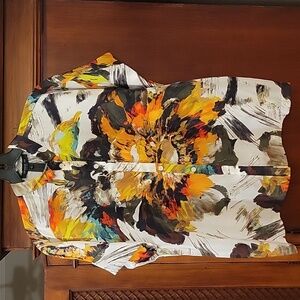 Lafayette 148 | 100% Silk Dolman Sleeve Colorful Button Up Short Sleeve Blouse P